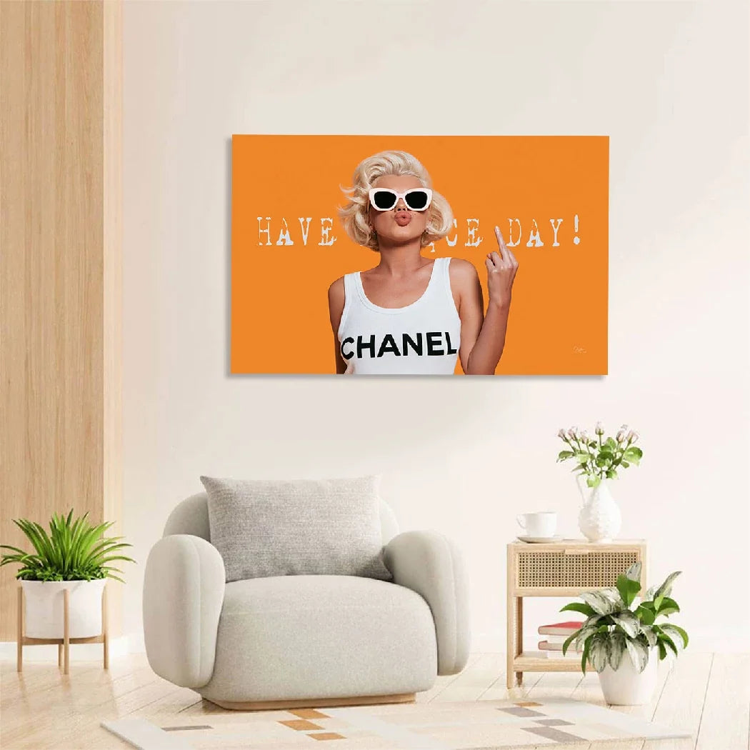 Marilyn Monroe Orange Kiss AluDibond Wandbild