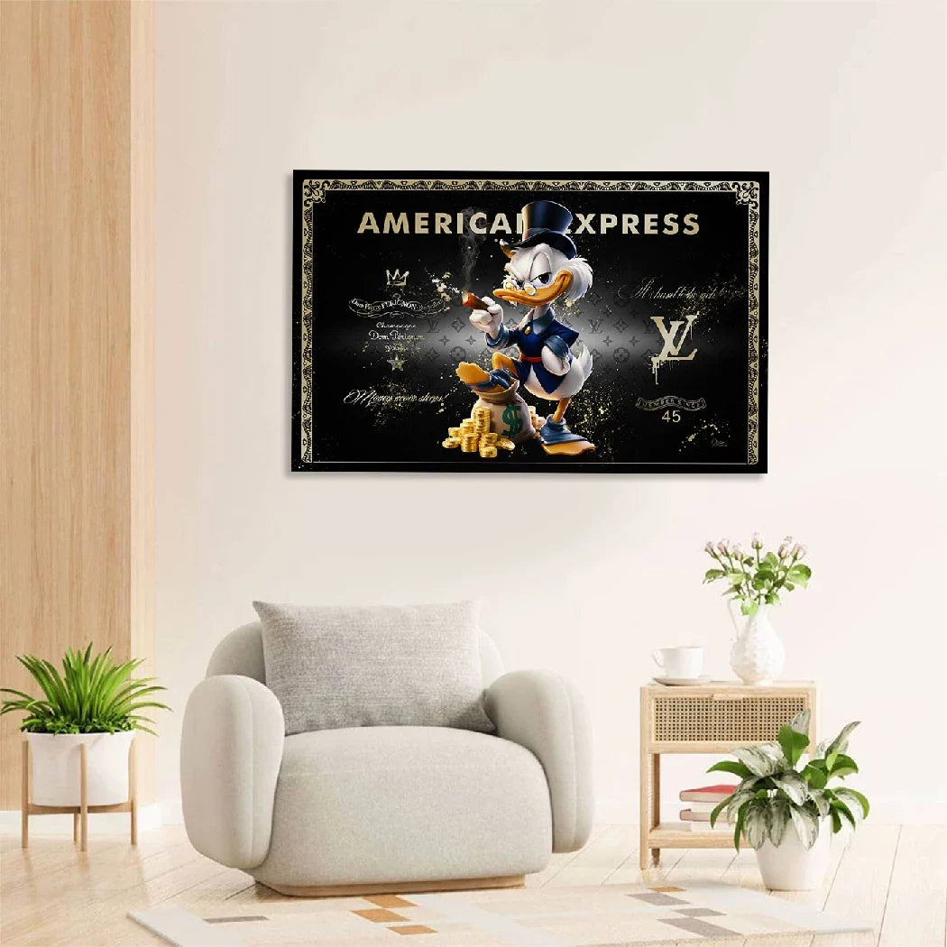 Dagobert Duck Black Amex AluDibond Wandbild