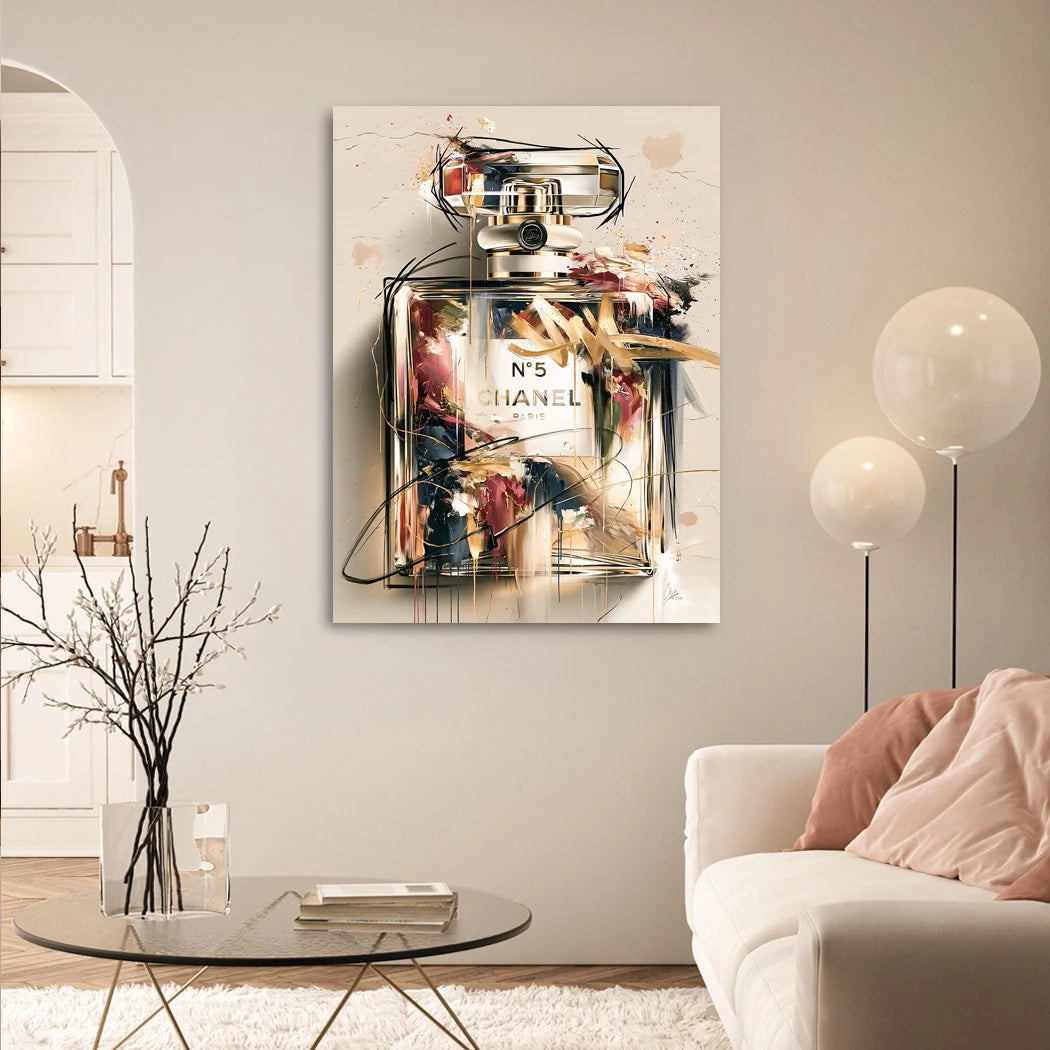 Chanel Goldflakon Alu Dibond Wandbild