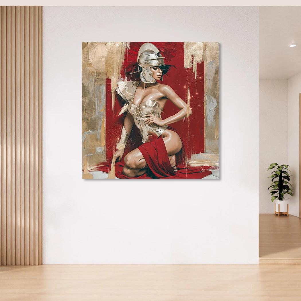 Goldene Gladiatorin Acrylglasbild