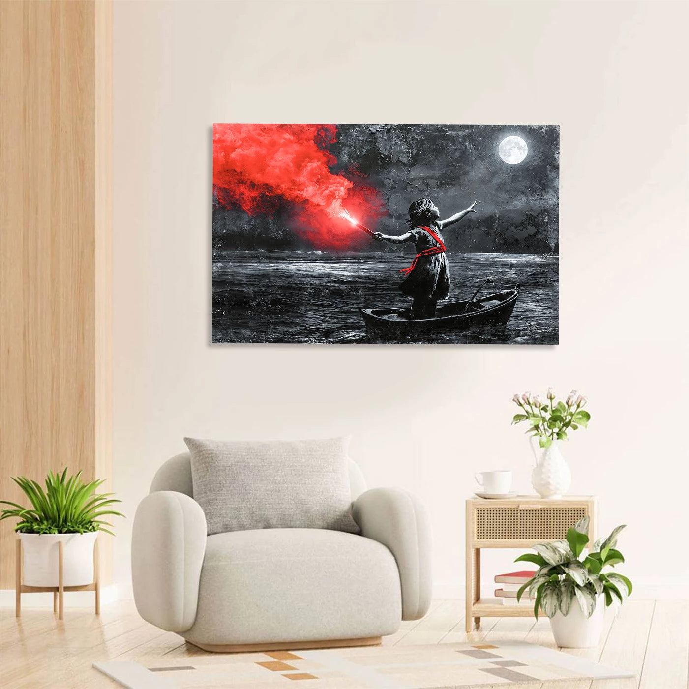 To the Moon Banksy Style AluDibond Wandbild
