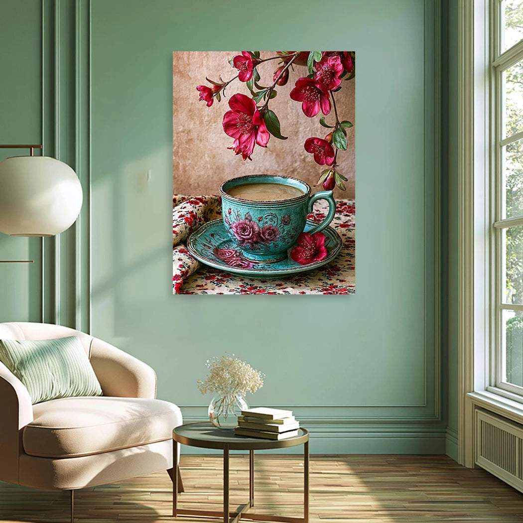 Blütenkaffee Harmonie Alu Dibond Wandbild
