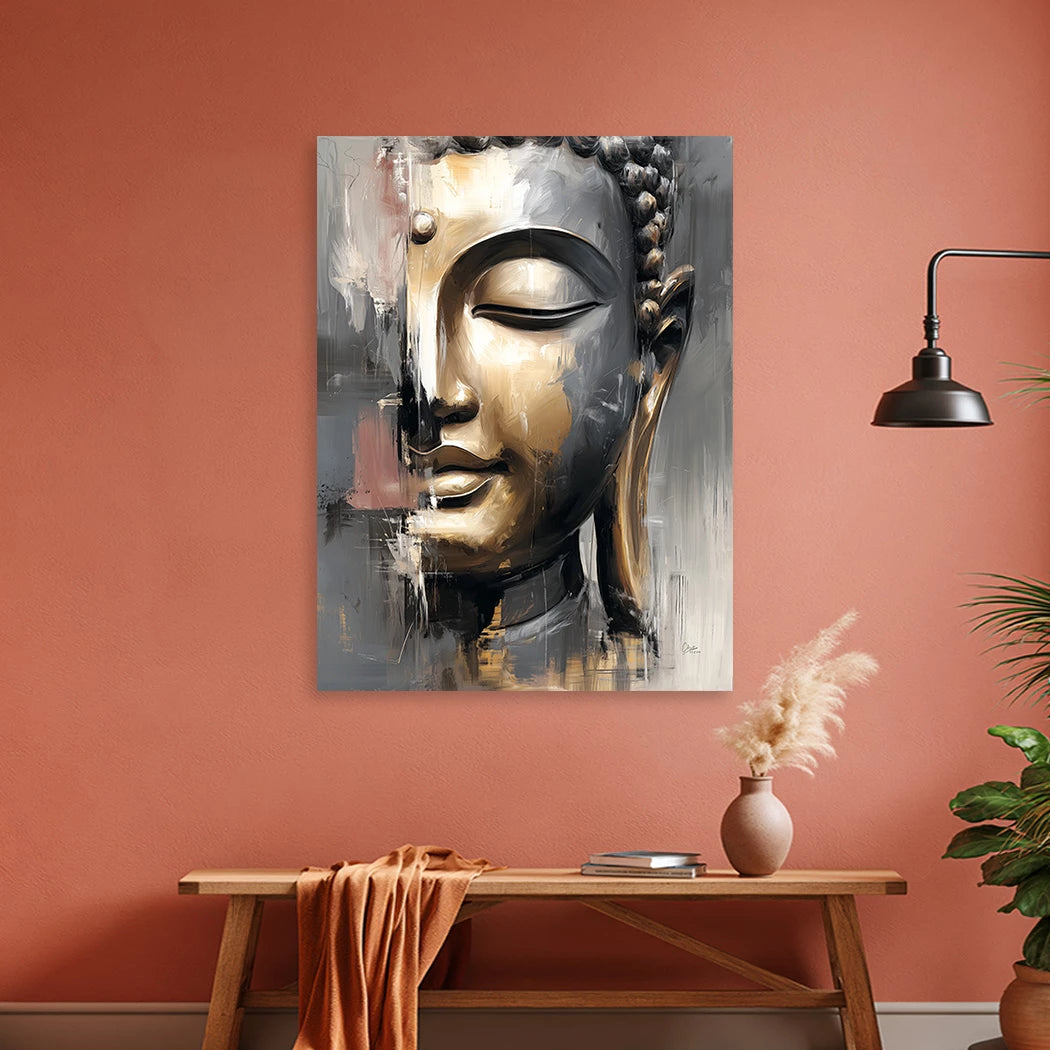 Buddha Gold Alu Dibond Wandbild