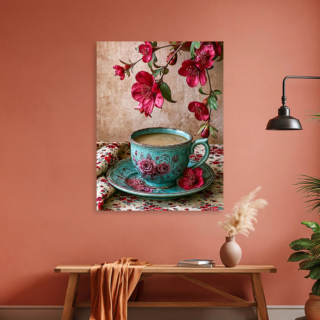 Blütenkaffee Harmonie Alu Dibond Wandbild