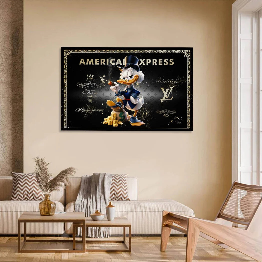 Dagobert Duck Black Amex AluDibond Wandbild