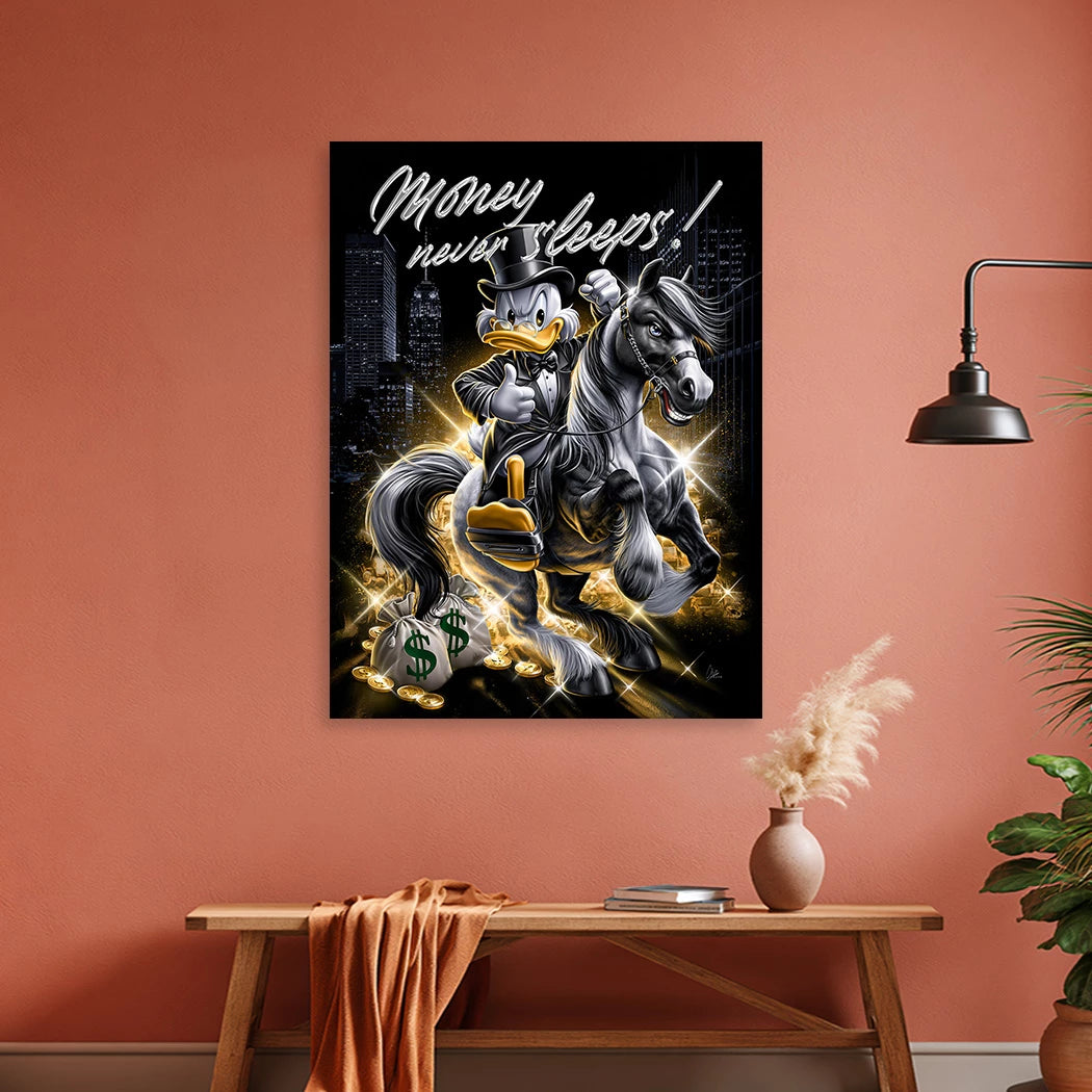Dagobert Money Rider Alu Dibond Wandbild