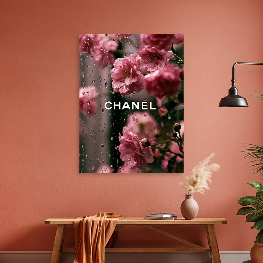 Chanel Blütenregen Alu Dibond Wandbild