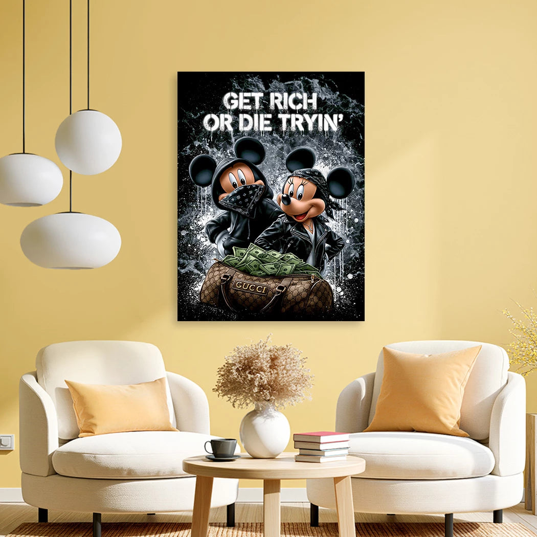 Micky Minnie Hustle Alu Dibond Wandbild