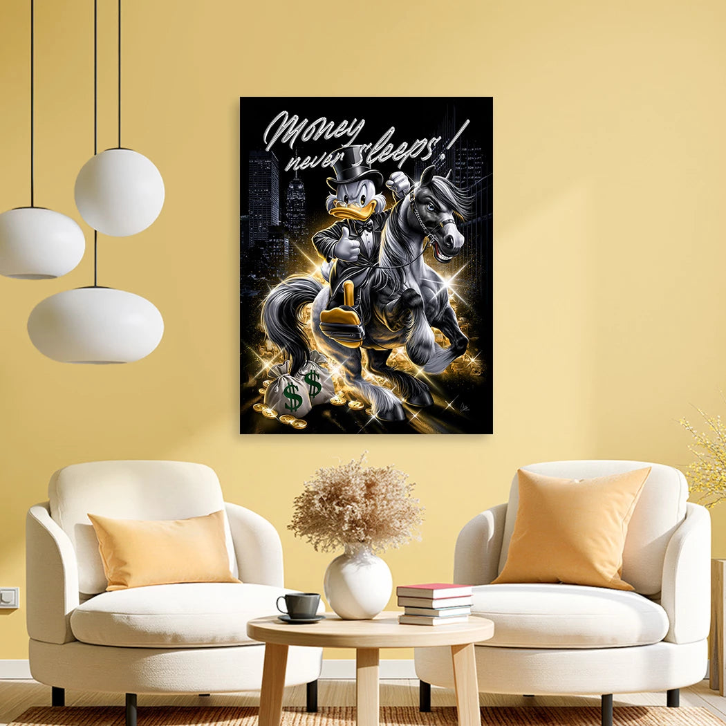 Dagobert Money Rider Alu Dibond Wandbild
