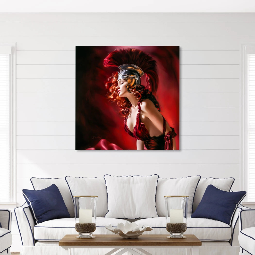 Römerin in Rot Alu Dibond Wandbild
