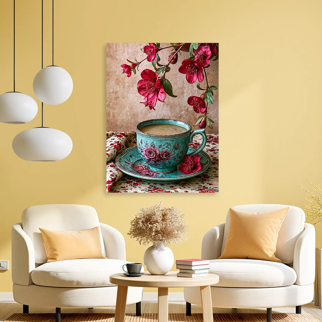 Blütenkaffee Harmonie Alu Dibond Wandbild