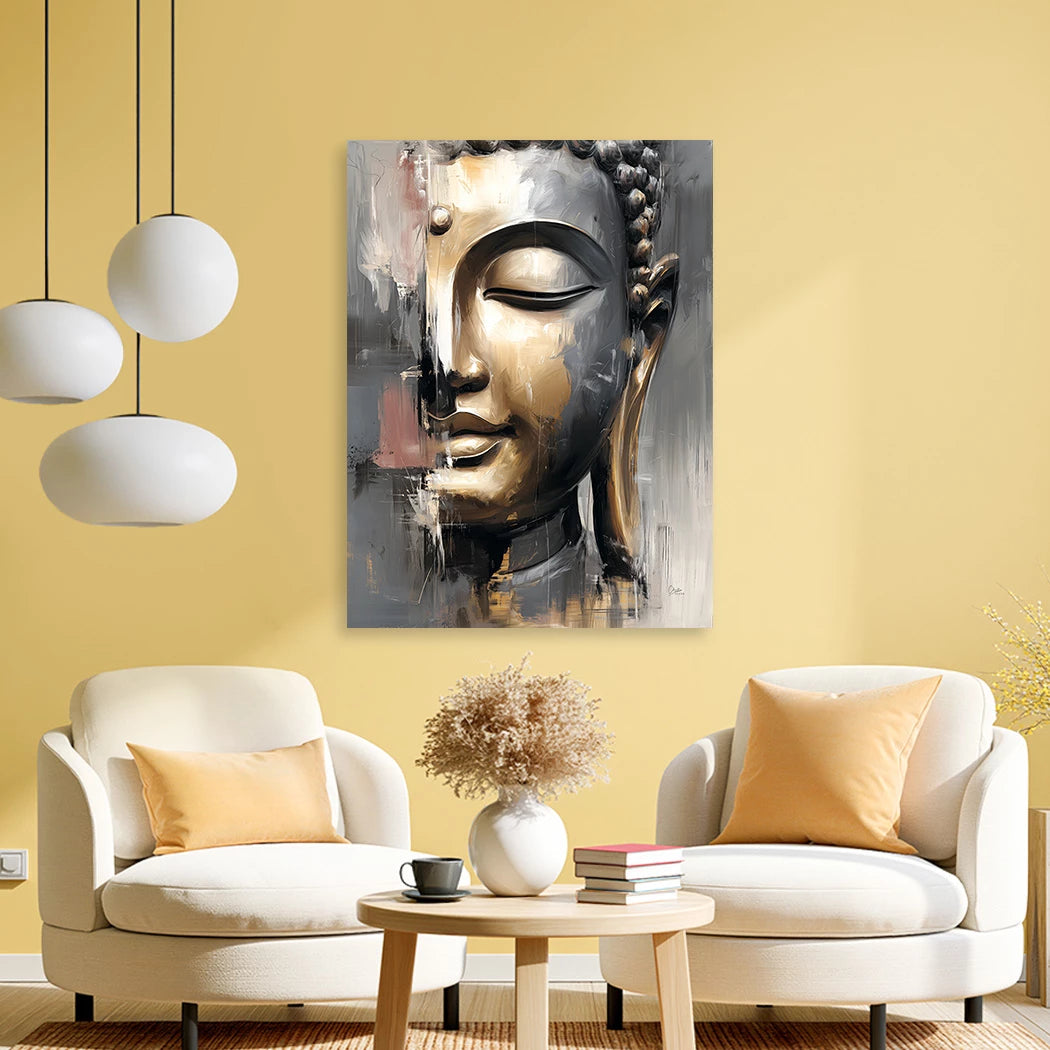 Buddha Gold Alu Dibond Wandbild