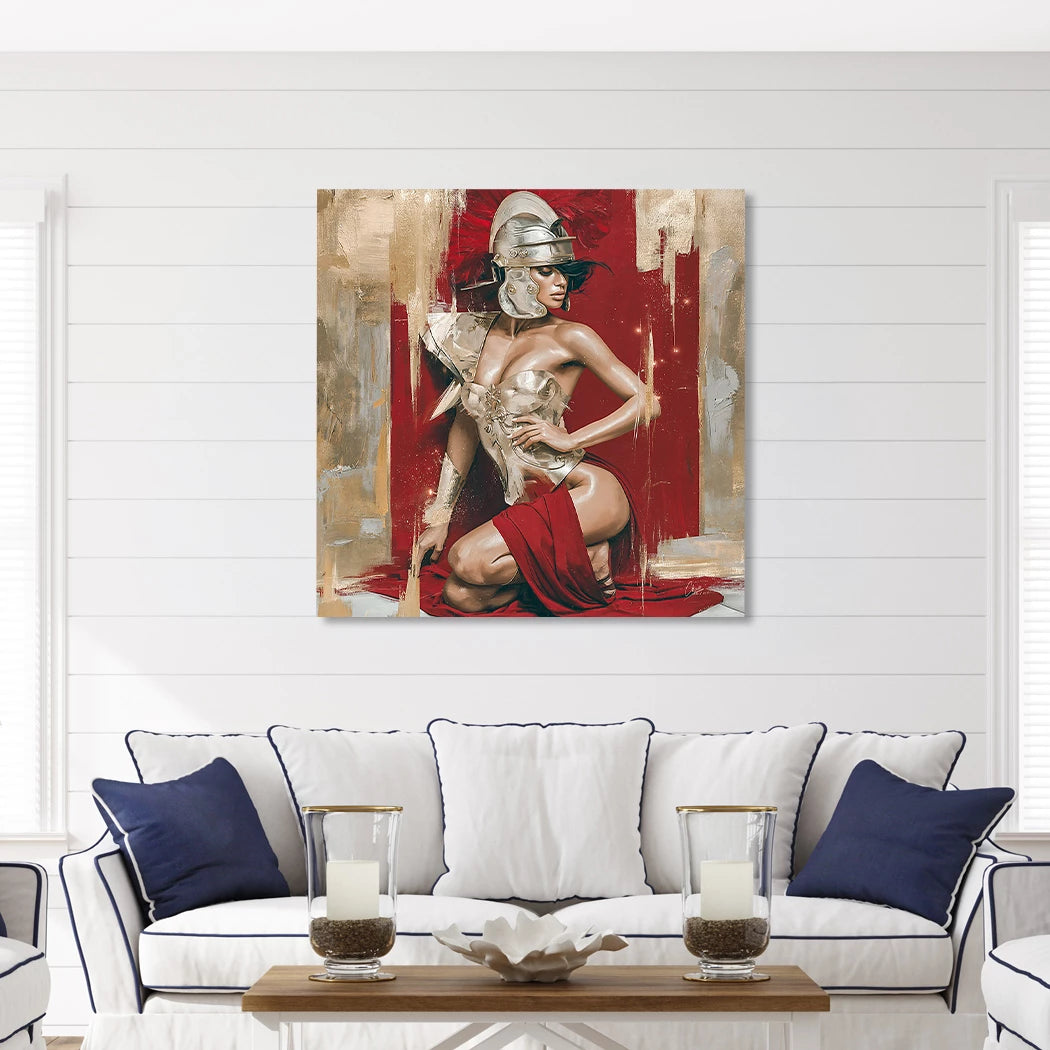 Goldene Gladiatorin Alu Dibond Wandbild
