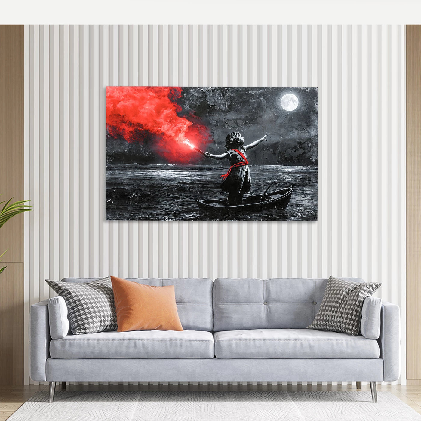 To the Moon Banksy Style AluDibond Wandbild