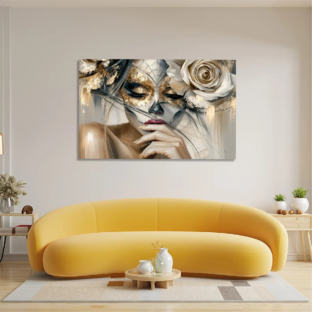 La Catrina Golden Silence Aluminiumbild gebürstet