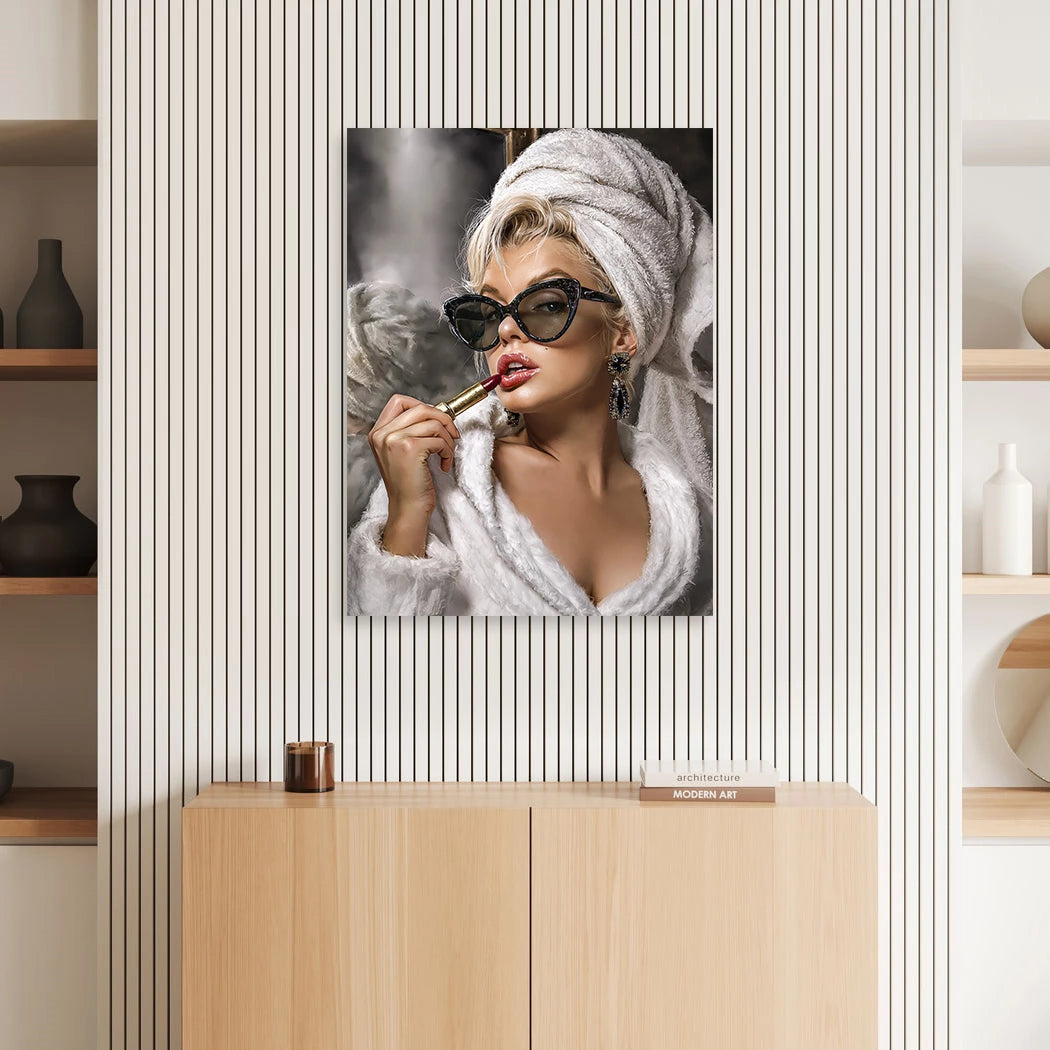 Marilyn Rouge Aluminiumbild gebürstet