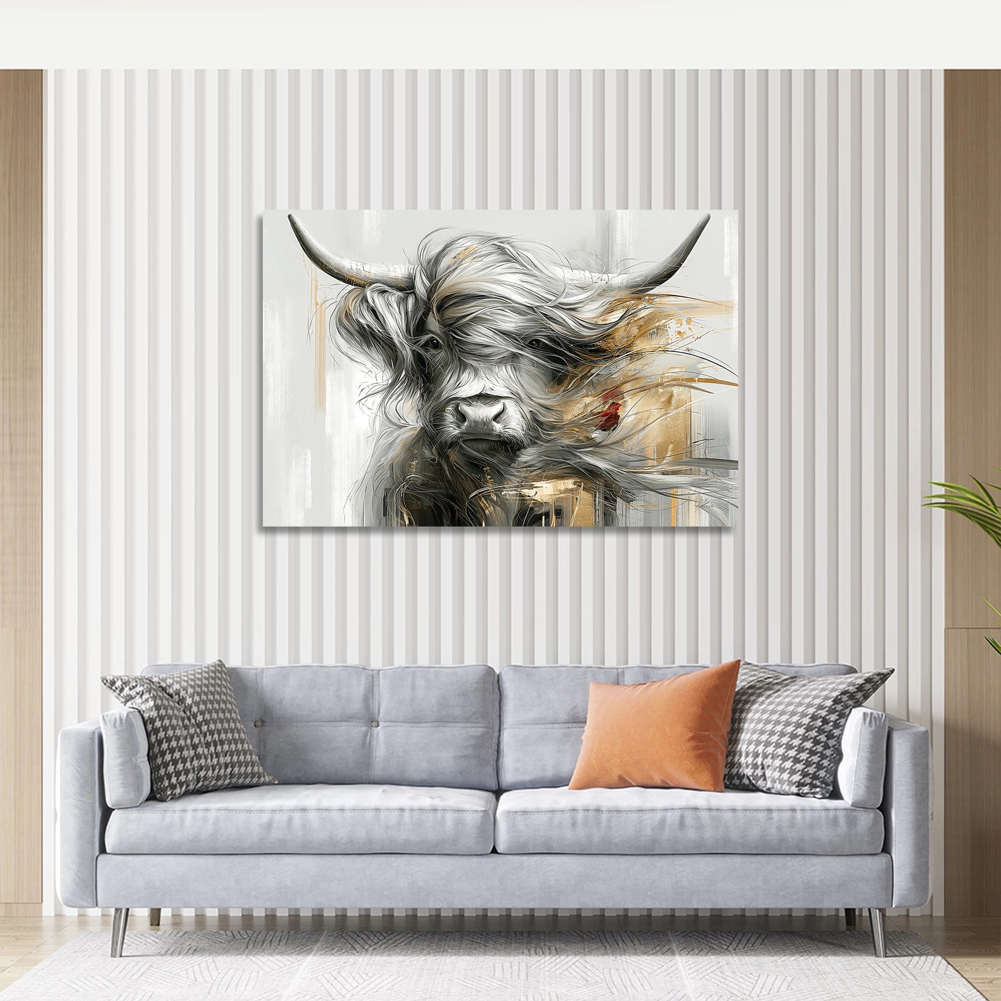 Highland Rind Gold Leinwand Bild