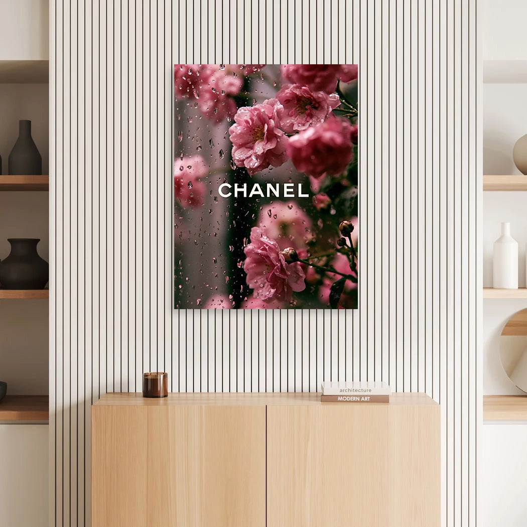 Chanel Blütenregen Aluminiumbild gebürstet