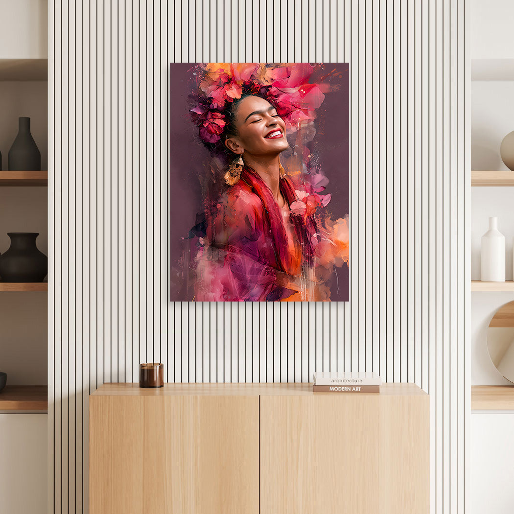 Frida Kahlo Flower Glow Aluminiumbild gebürstet