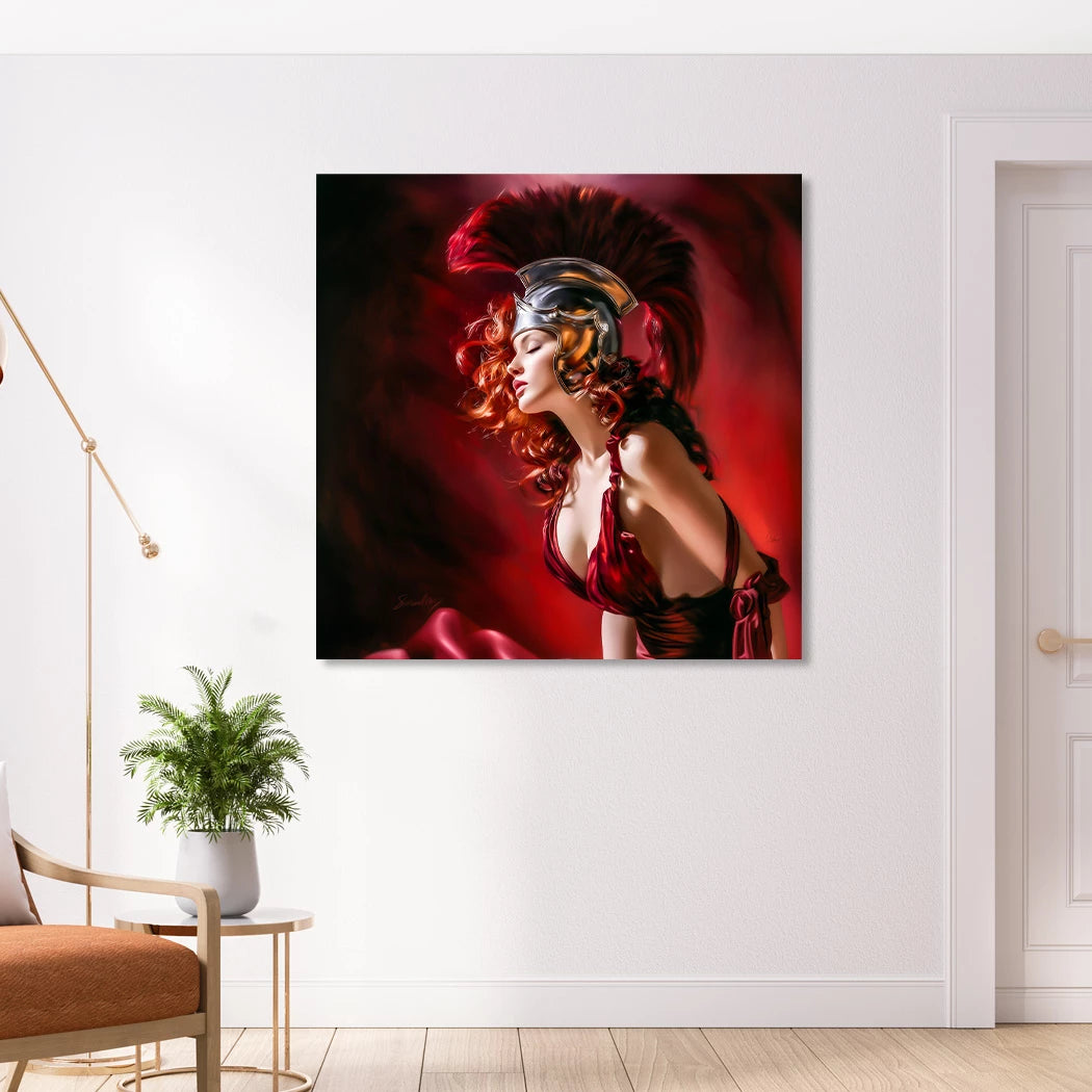 Römerin in Rot Alu Dibond Wandbild