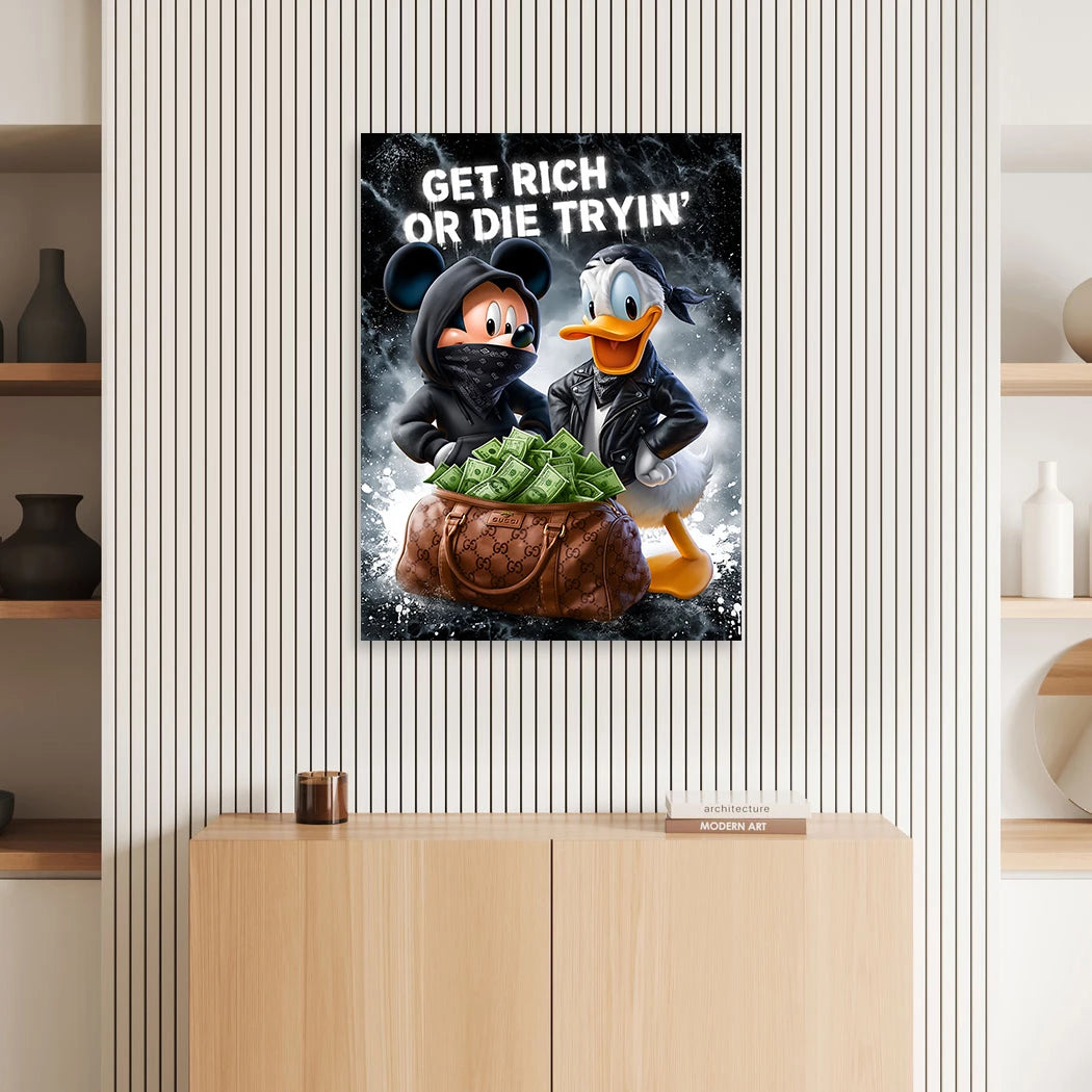 Micky Donald Gang Aluminiumbild gebürstet