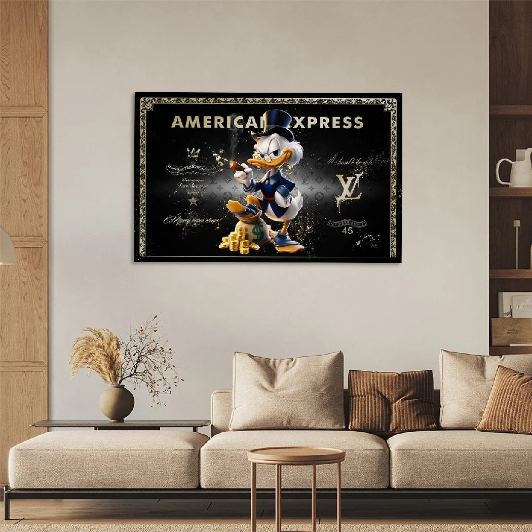Dagobert Duck Black Amex Aluminiumbild gebürstet