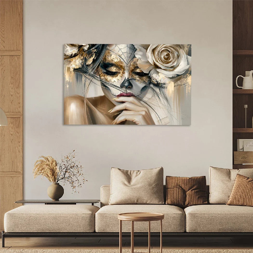 La Catrina Golden Silence Aluminiumbild gebürstet