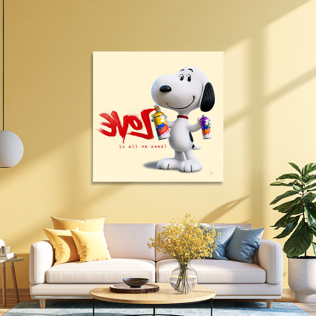 Snoopy Spray Love Leinwand Bild