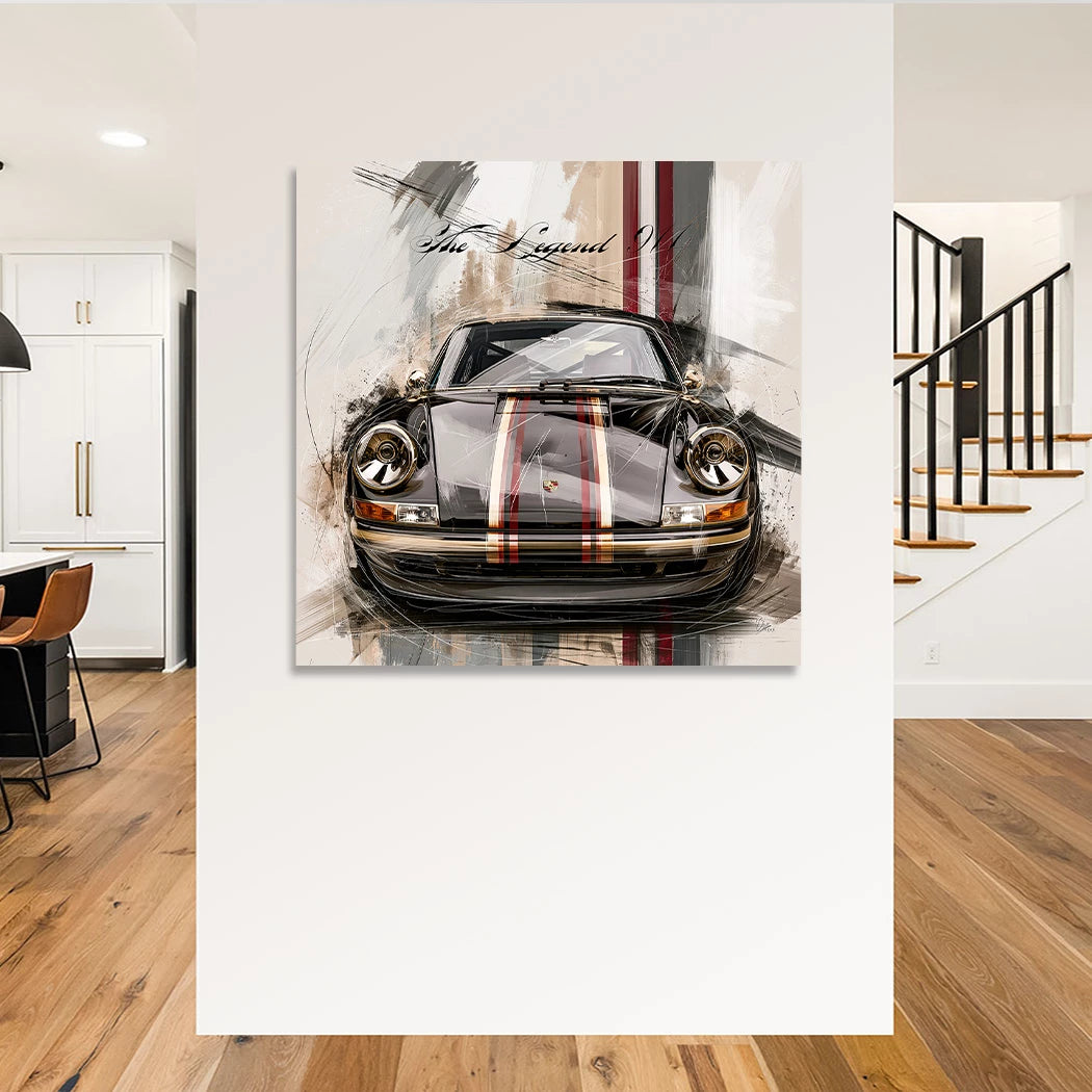 Porsche 911 Black Line Aluminiumbild gebürstet