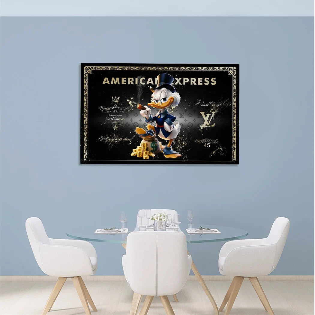 Dagobert Duck Black Amex Aluminiumbild gebürstet