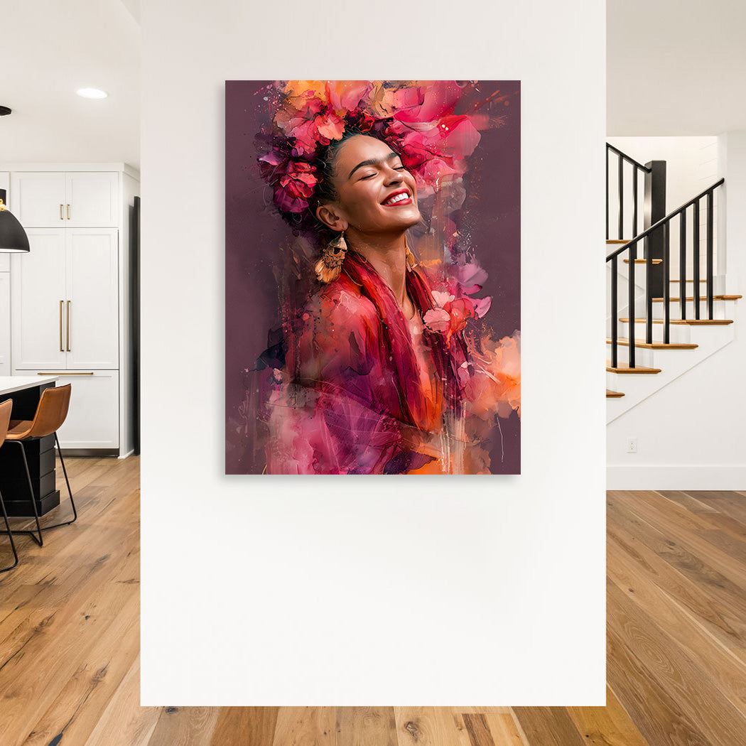 Frida Kahlo Flower Glow Aluminiumbild gebürstet