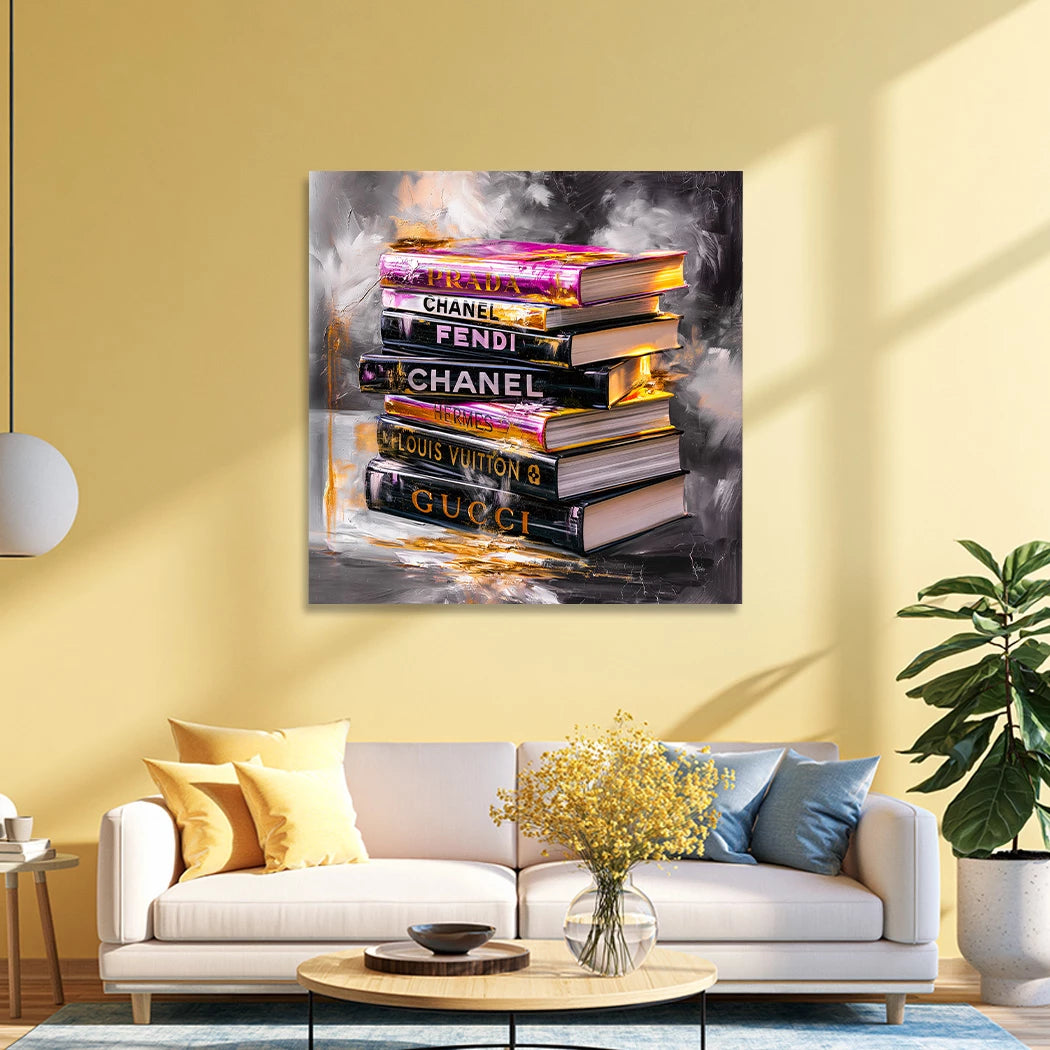 Fashion Bücher Aluminiumbild gebürstet