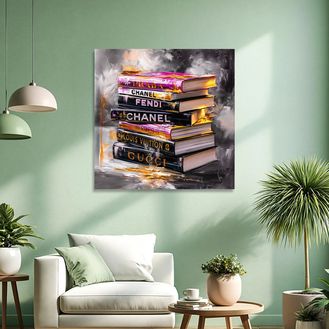 Fashion Bücher Aluminiumbild gebürstet