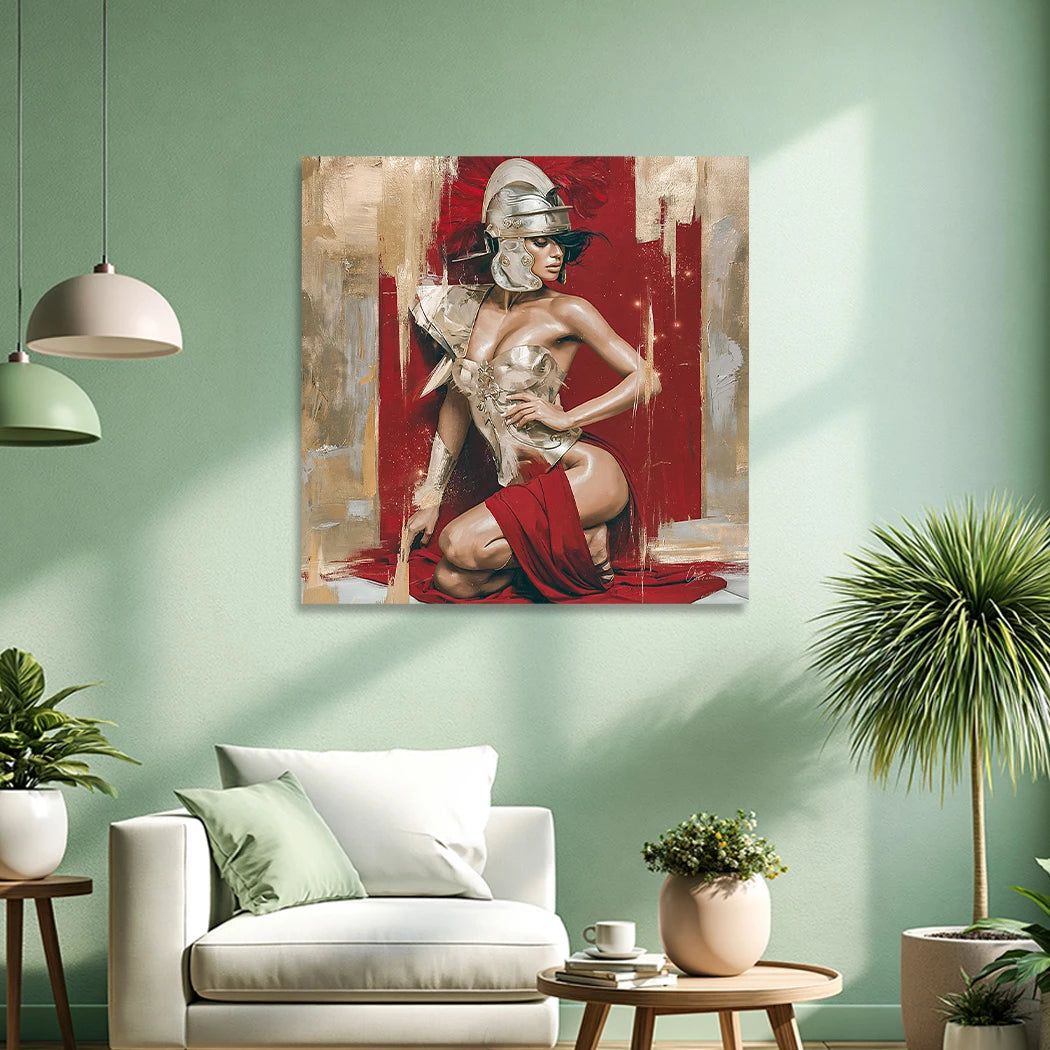 Goldene Gladiatorin Aluminiumbild gebürstet