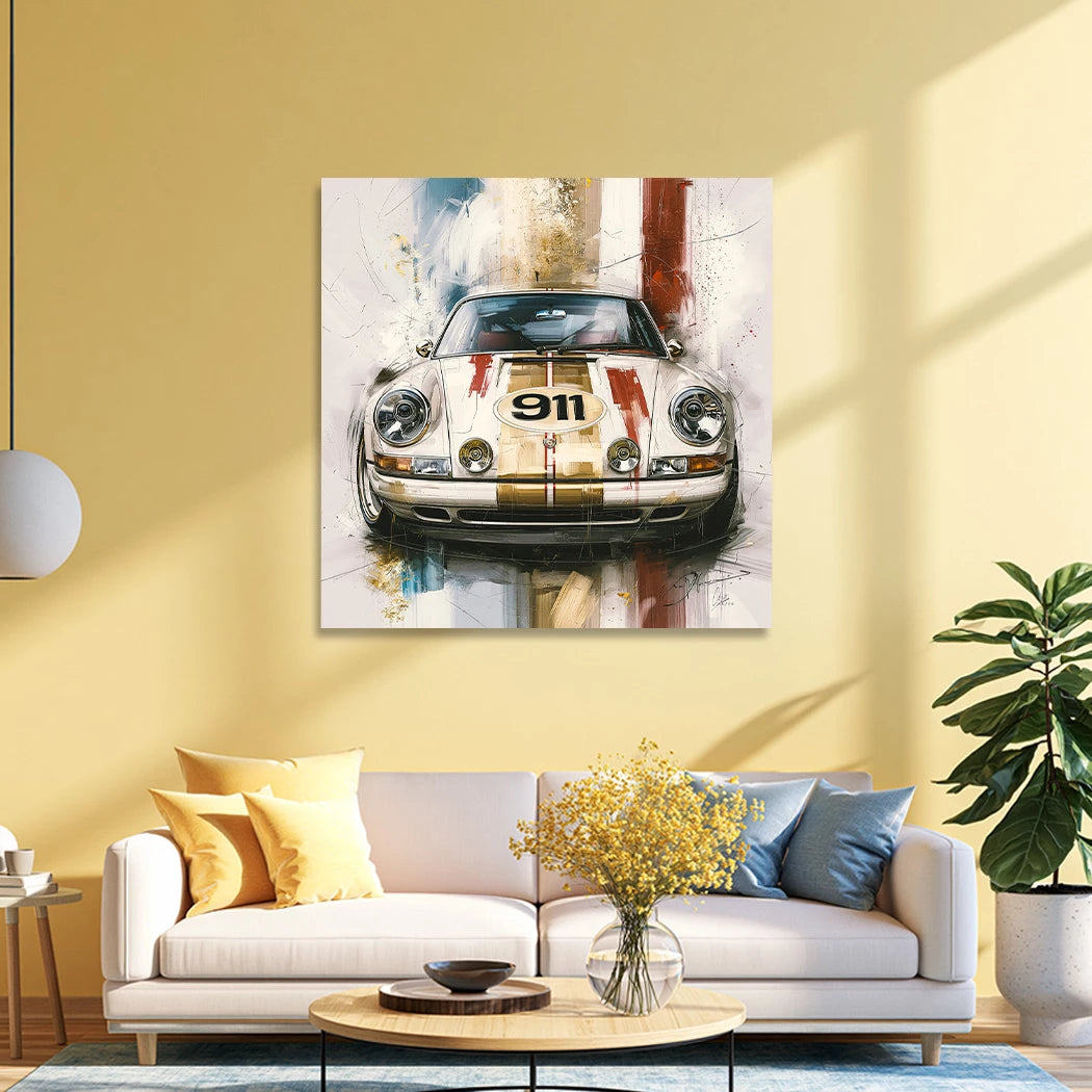 Porsche 911 Racing Aluminiumbild gebürstet