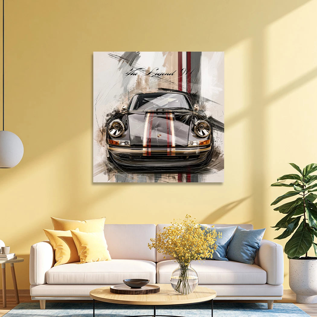 Porsche 911 Black Line Aluminiumbild gebürstet