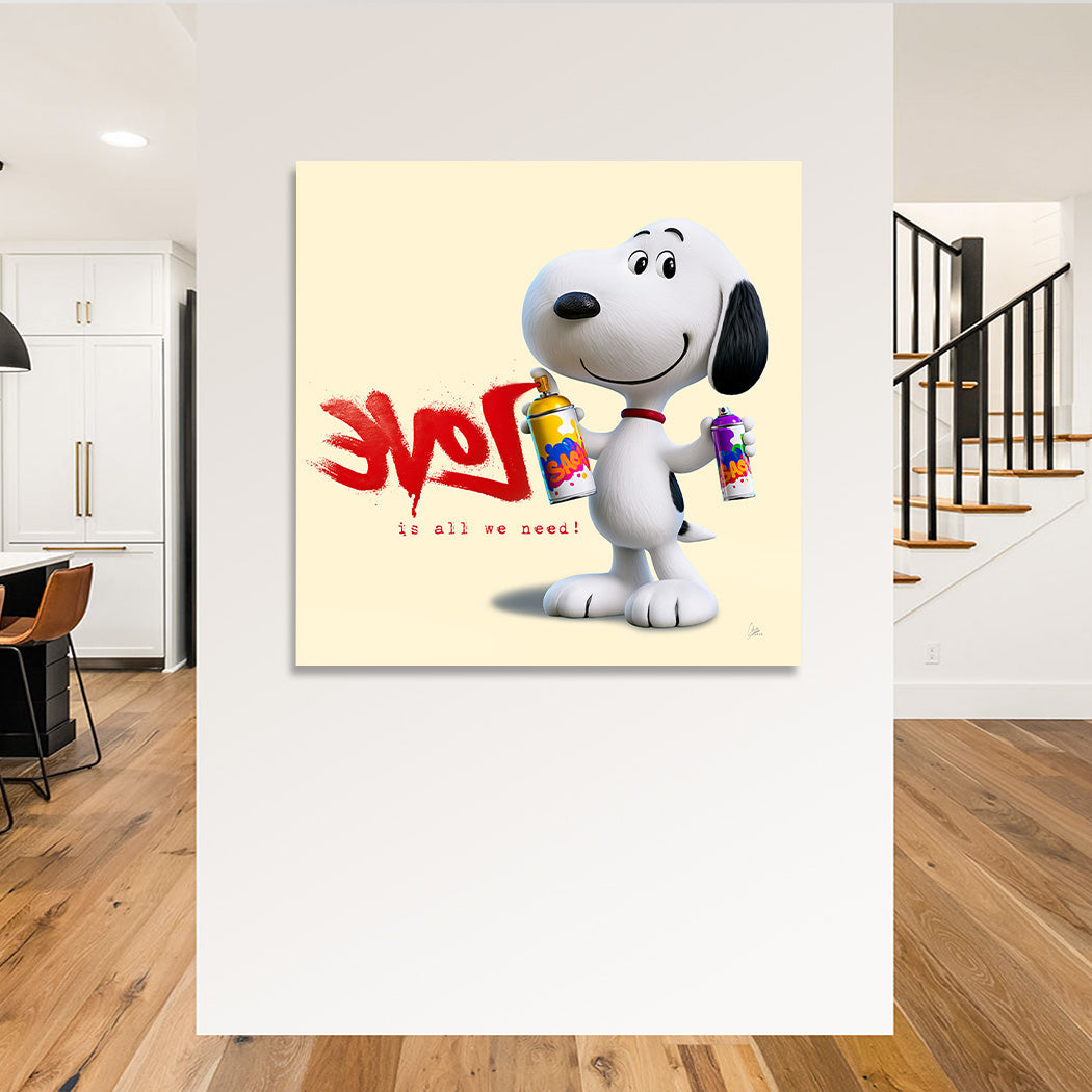 Snoopy Spray Love Leinwand Bild