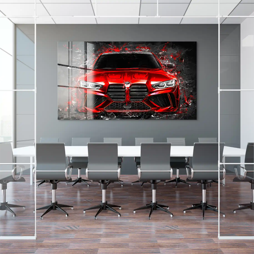 BMW M4 Abstrakt Red Style Acrylglas Bild INGALERIE