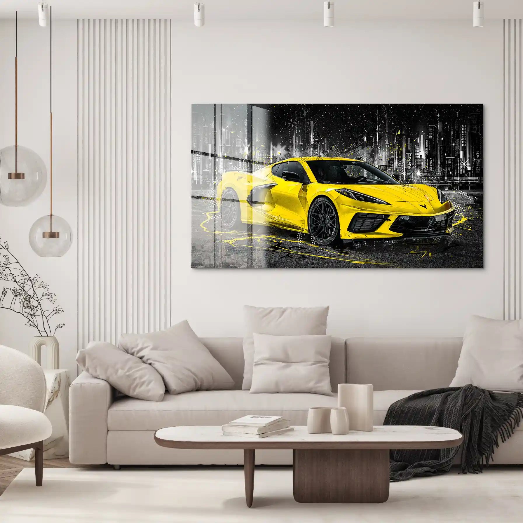 Corvette C8 Abstrakt Gelb Acrylglas Bild INGALERIE