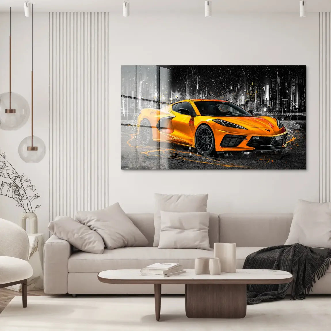 Corvette C8 Abstrak Orange Style Acrylglas Bild INGALERIE
