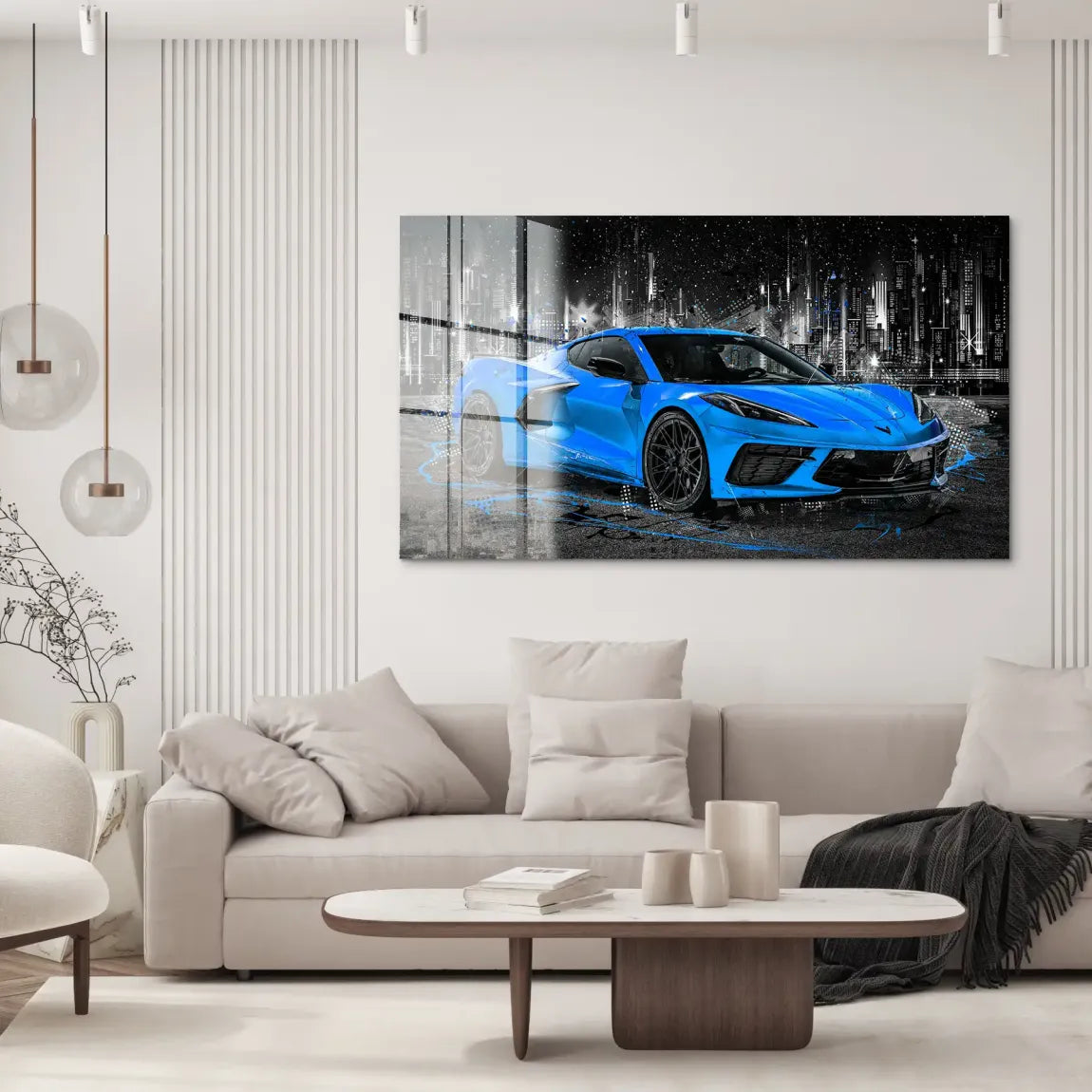 Corvette C8 Abstrak Blue Style Acrylglas Bild INGALERIE