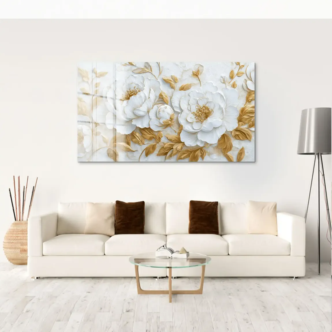 White Gold Rose Art Acrylglas Bild