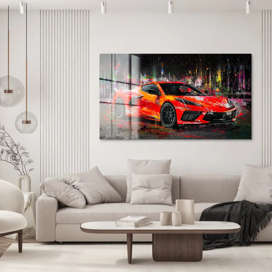 Corvette C8 Abstrak Red Style Acrylglas Bild INGALERIE