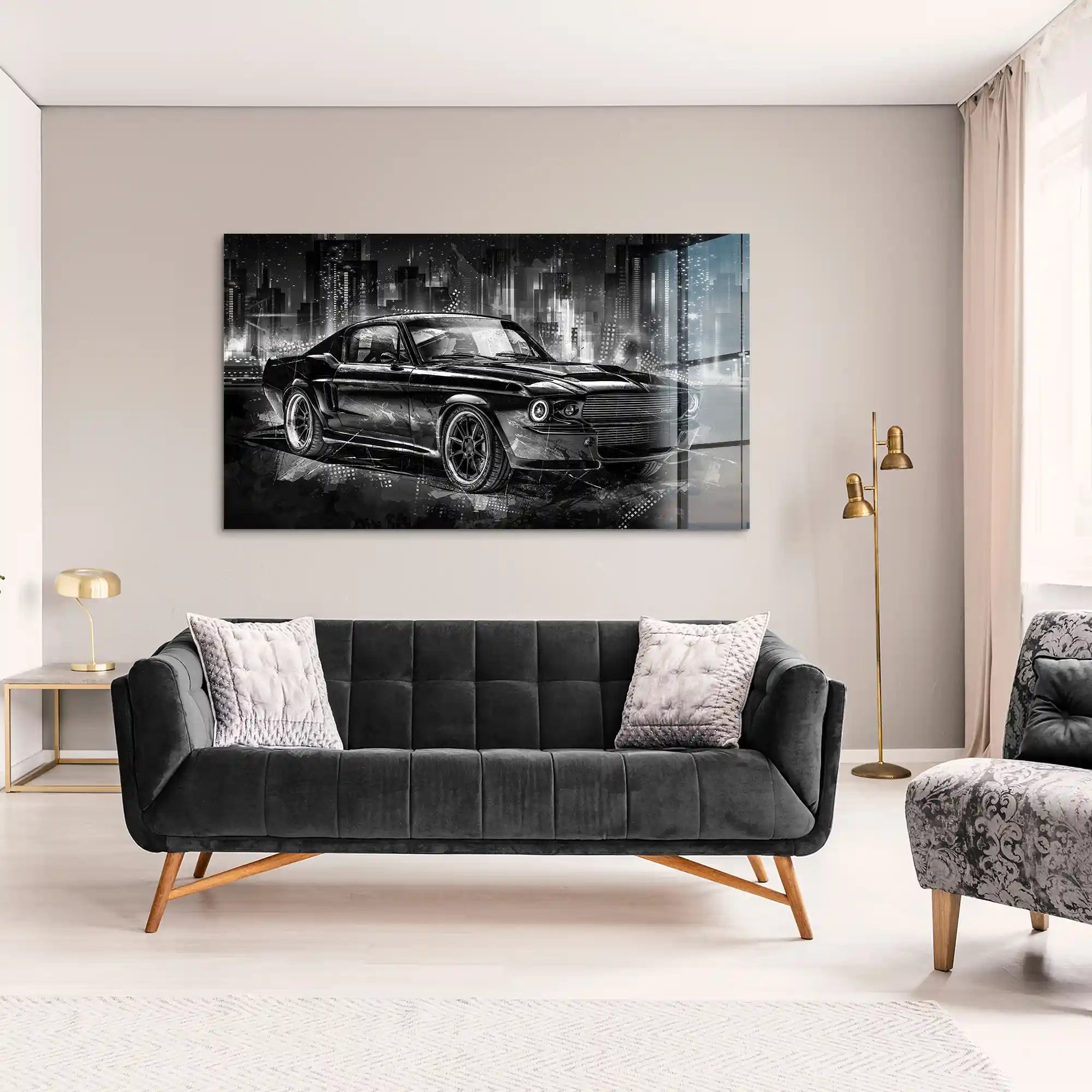 Ford Mustang Retro City Acrylglas Bild INGALERIE