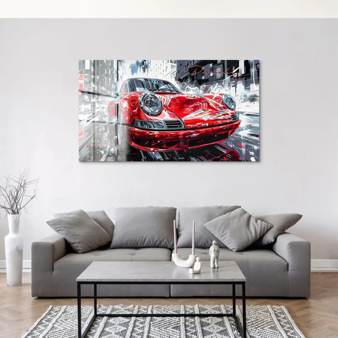 Porsche 911 Red City Acrylglas Bild