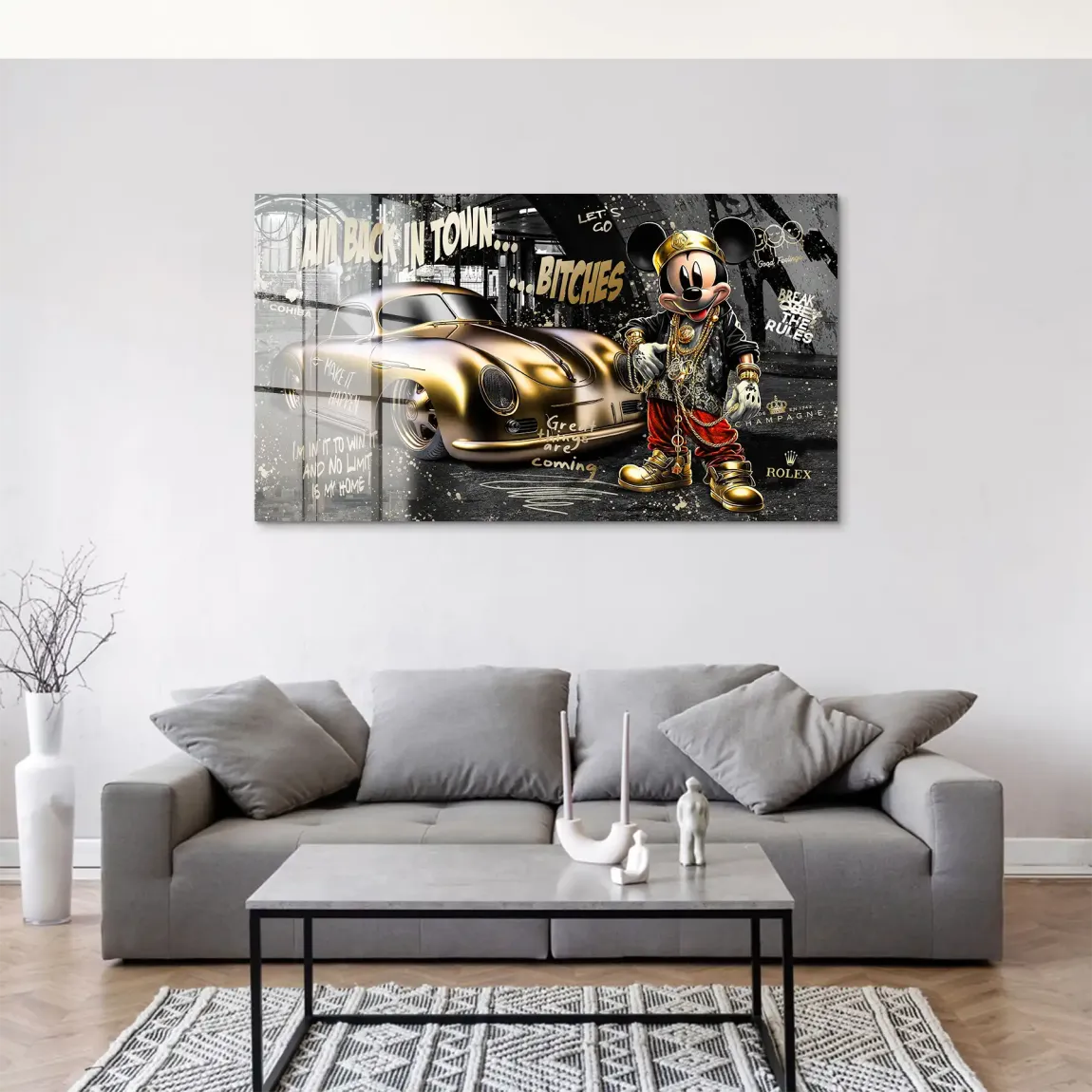 Mickey Gold 356 Porsche Acrylglas Bild