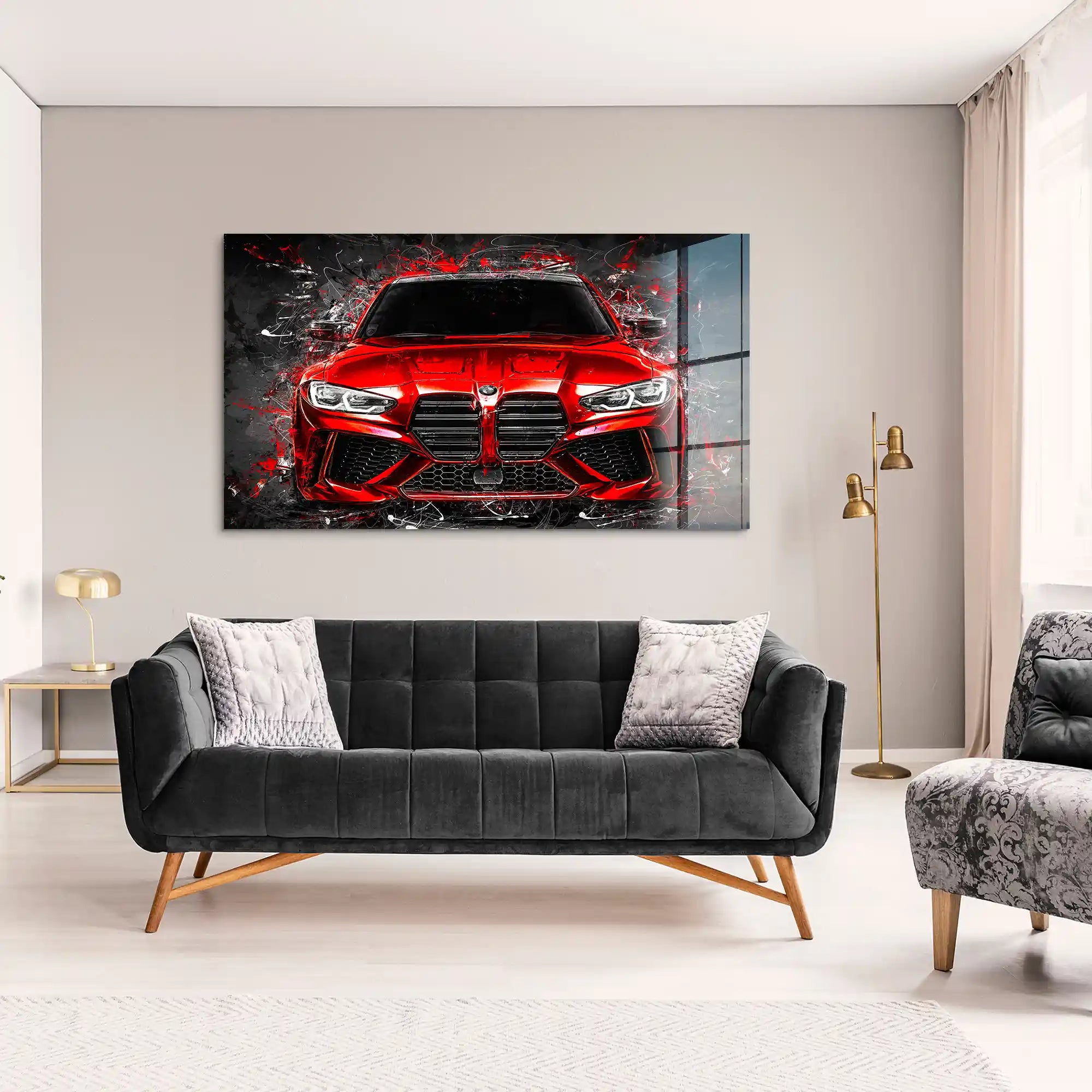 BMW M4 Abstrakt Red Style Acrylglas Bild INGALERIE