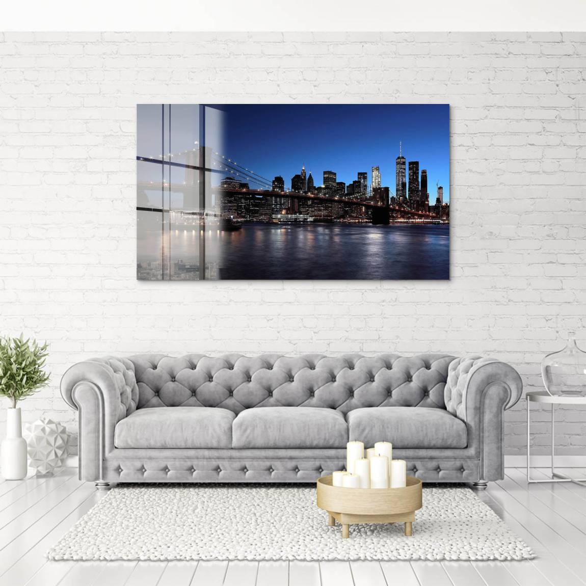 Manhatten bei Nacht Acrylglasbild