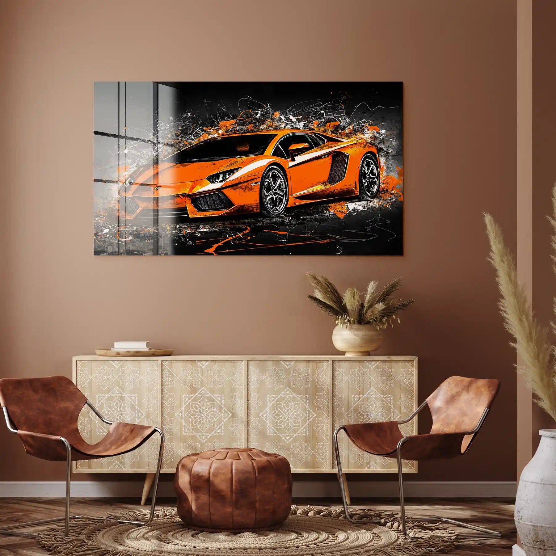 Lambo Aventador Abstrakt Orange Acrylglas Bild INGALERIE