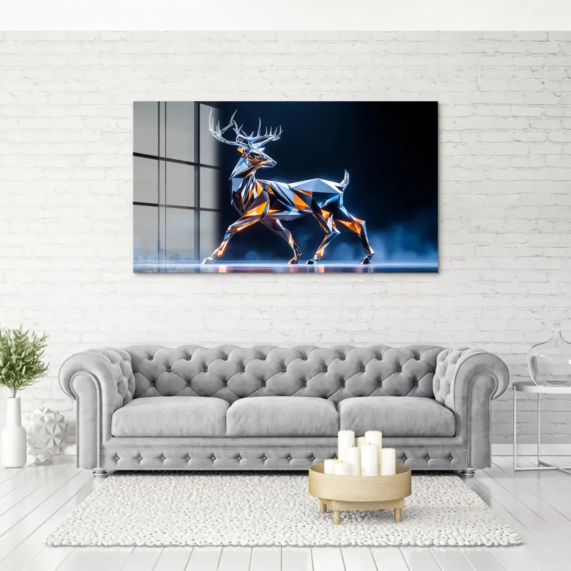 Kristall Hirsch Acrylglas Bild